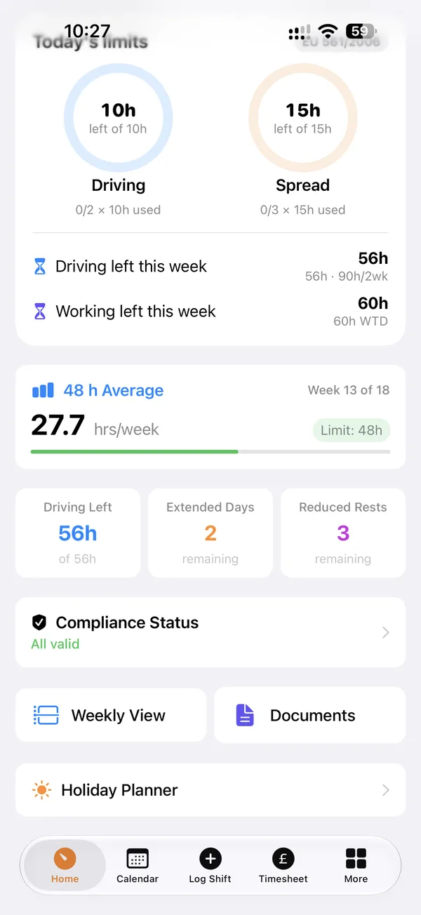 Activity and limits with weekly rests